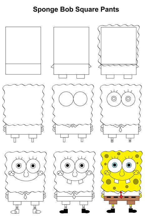 spongebob how to draw step by step